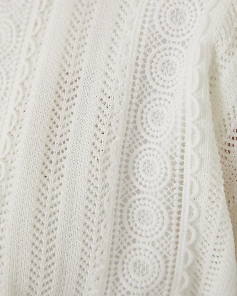 アイレットレースカーディガン(ホワイト) - seventen