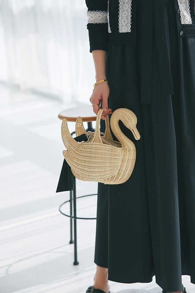 スワンラタンバッグ(ナチュラルオフ) - seventen