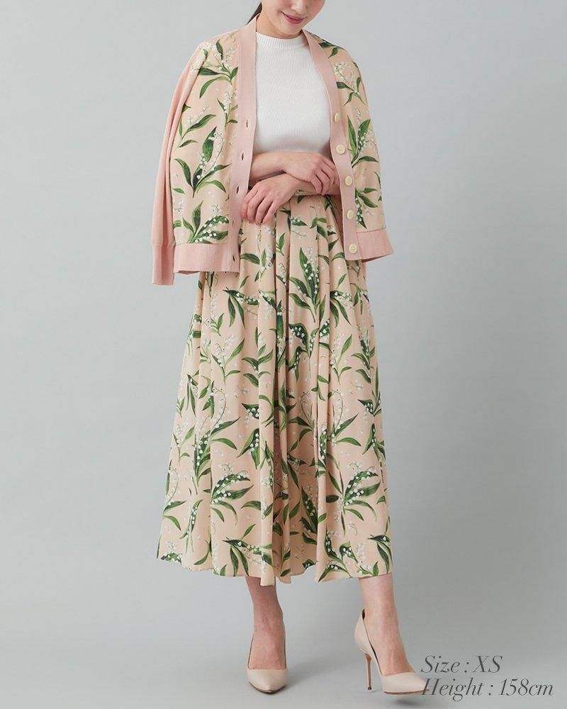 すずらんプリントタックスカート(ピンク) - seventen