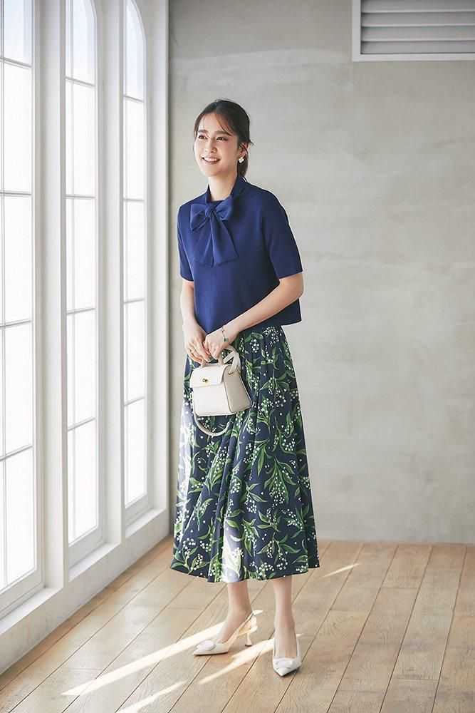 Blumarine スカート ネイビー 雑誌掲載】サマーシアサッカースカート 82839 W4S7b レディース