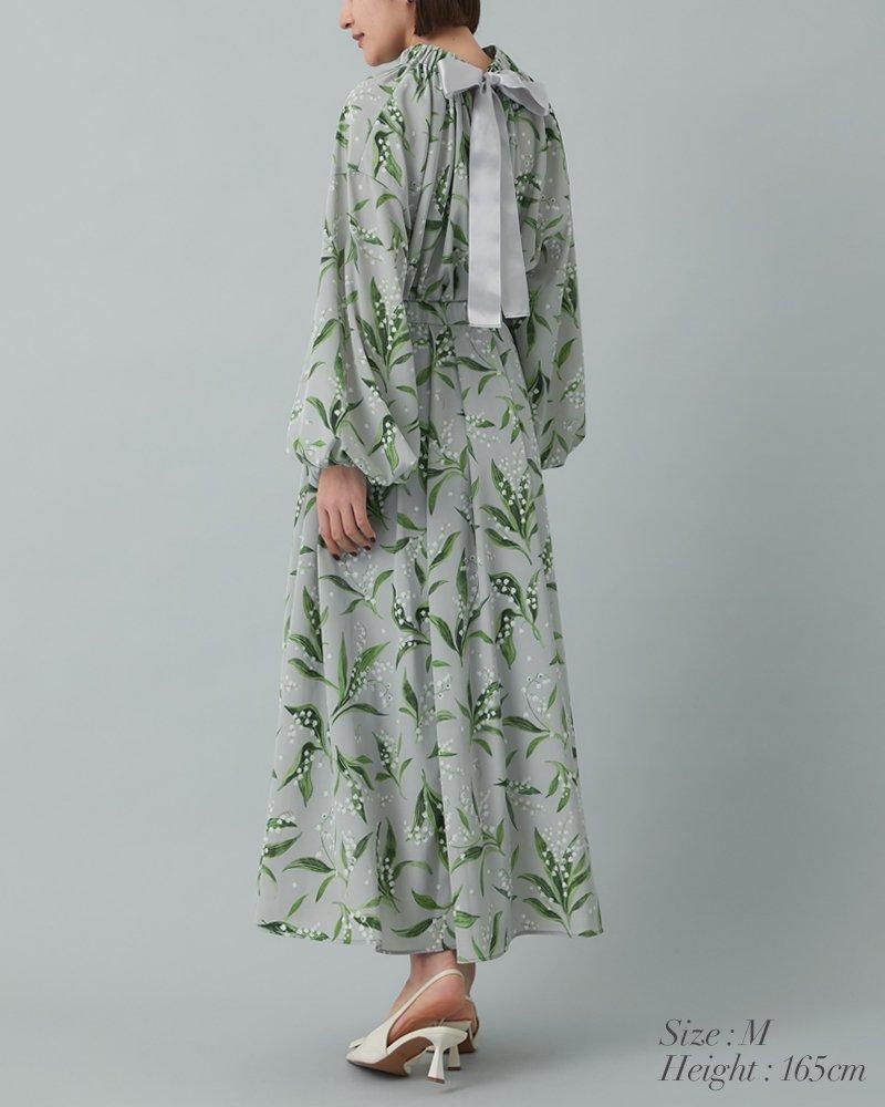 すずらんプリントタックスカート(グレー) - seventen