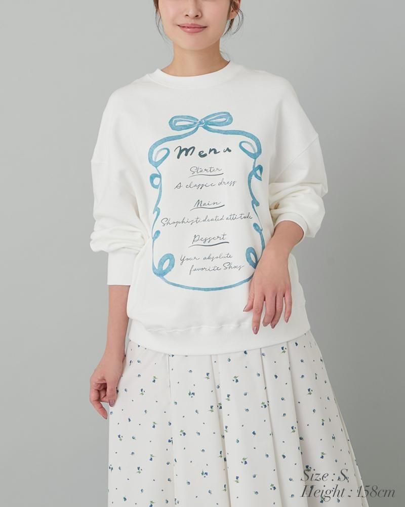 20％off】menuプリントトレーナー(ホワイト×ネイビー) - seventen