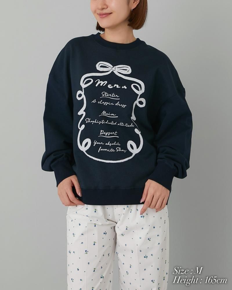 20％off】menuプリントトレーナー(ホワイト×ネイビー) - seventen