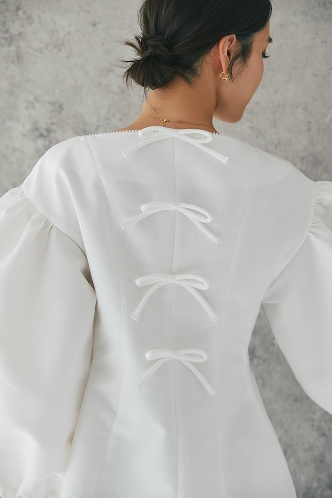 SEVENTEN ホワイトドットパフスリーブ　ブラウス 20％off】ハートネックパフブラウス(ホワイト) - seventen
