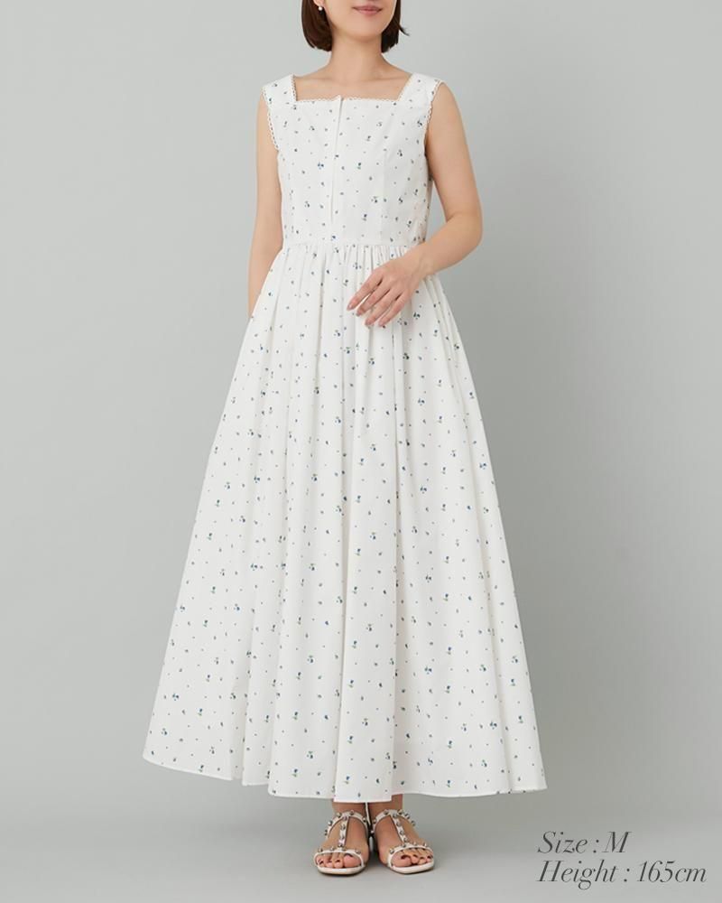 セブンテン花柄ワンピース XS 小花ジャガードワンピース(ピンク