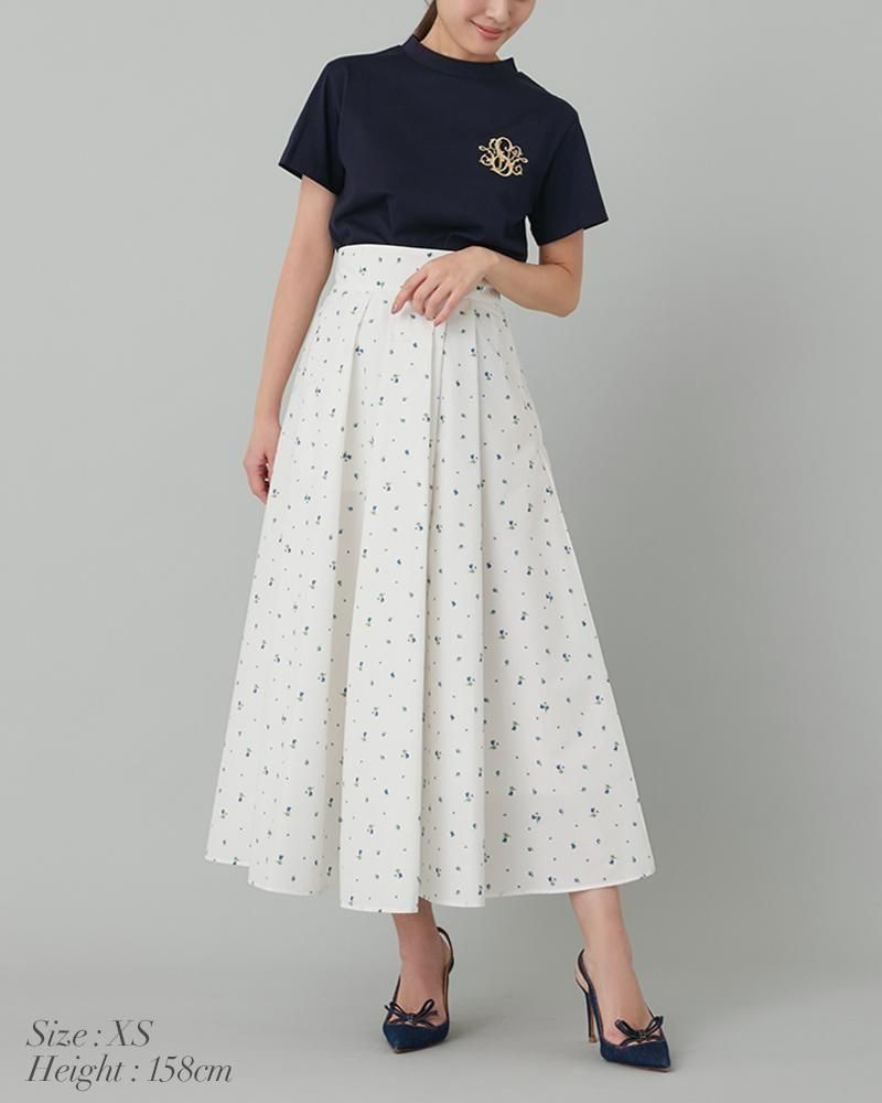 20％off】プリントハイウエストタックスカート(小花柄) - seventen