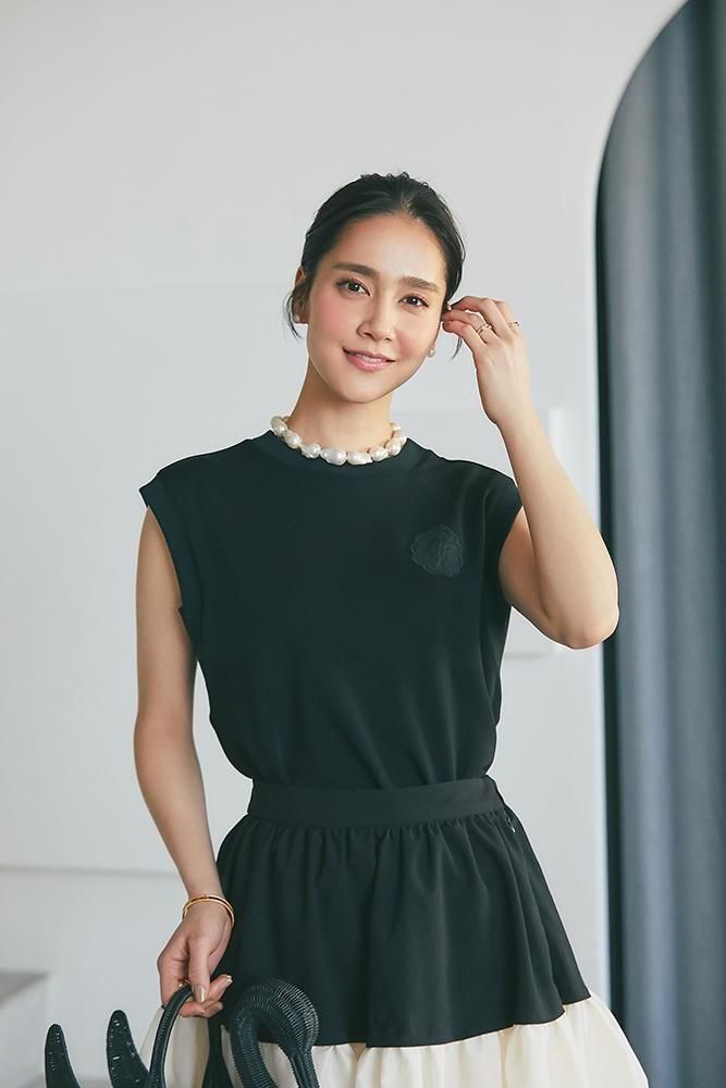 10％off】イニシャルレースタンクトップ(ブラック) - seventen