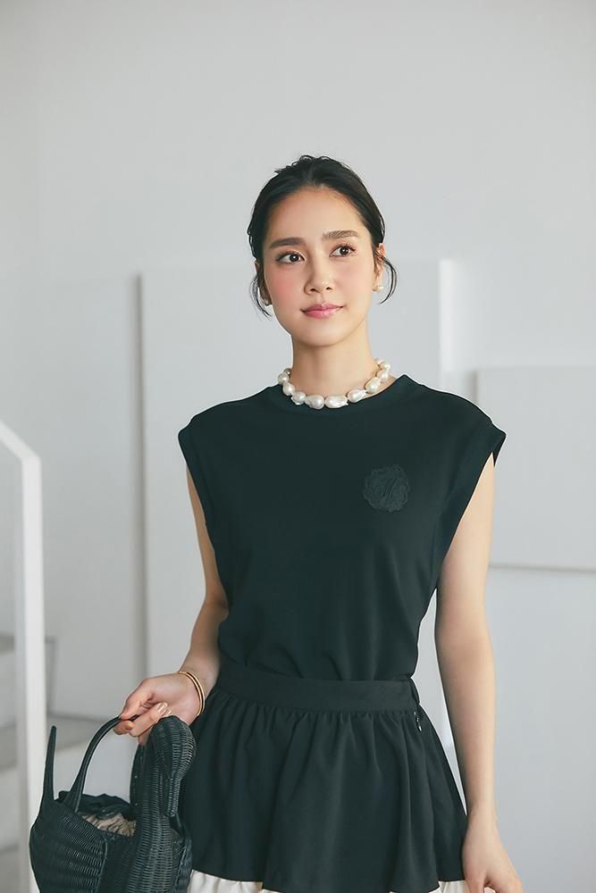 10％off】イニシャルレースタンクトップ(ブラック) - seventen