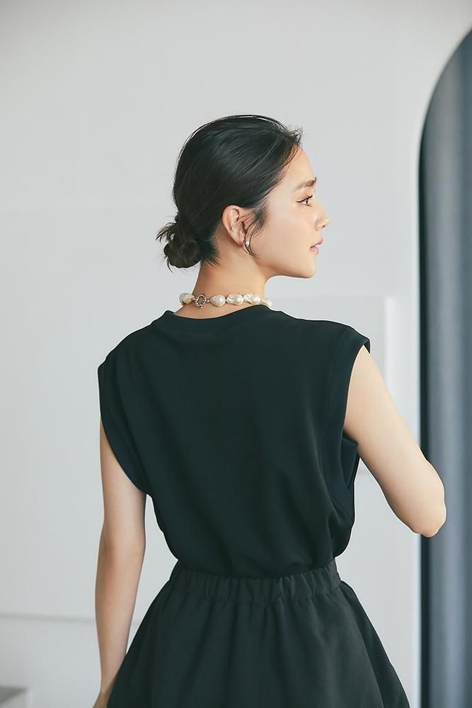 10％off】イニシャルレースタンクトップ(ブラック) - seventen
