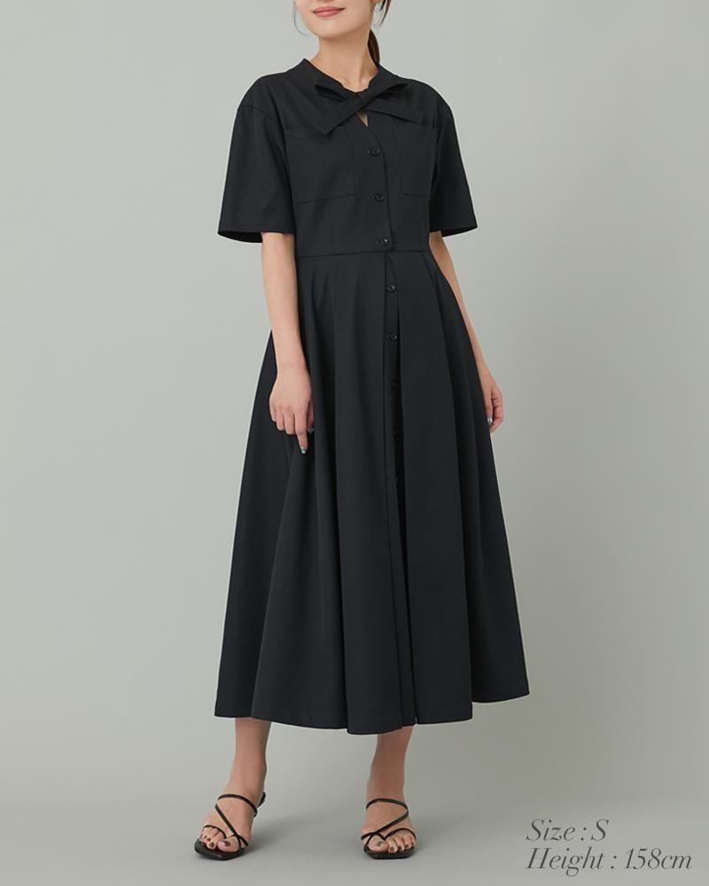 フロントボウタイワンピース(ブラック) - seventen