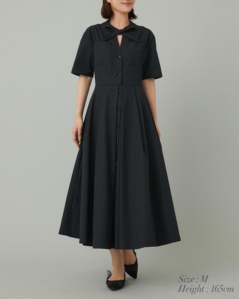 フロントボウタイワンピース(ブラック) - seventen