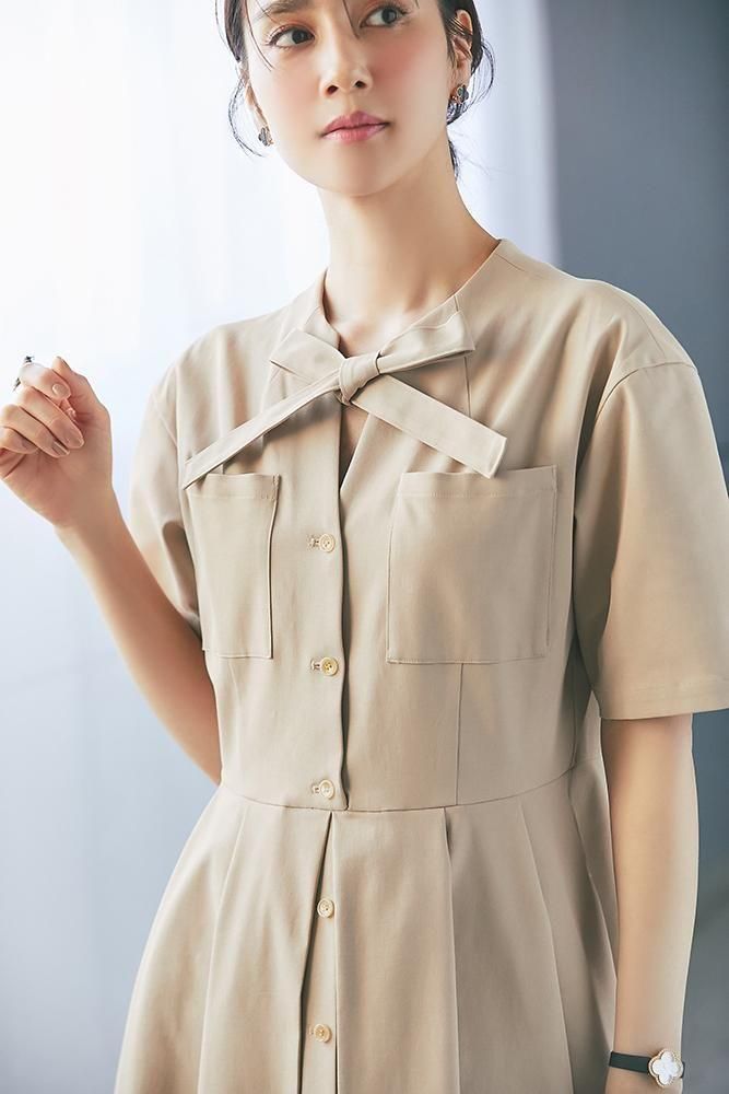 再入荷】フロントタックボウタイワンピース(ネイビー) - seventen