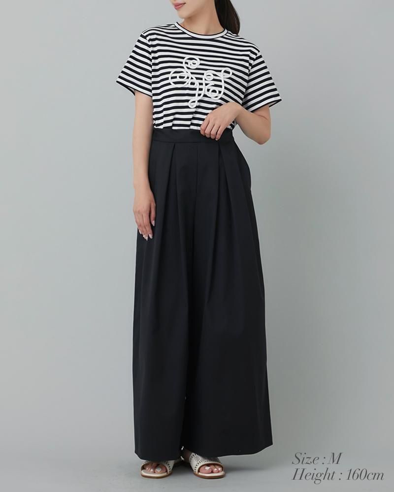 SEVENTEN ボーダーコード刺繍Tシャツ(ベージュ×ネイビー) Mサイズ ボーダーコード刺繍Tシャツ(ベージュ×ネイビー) - seventen