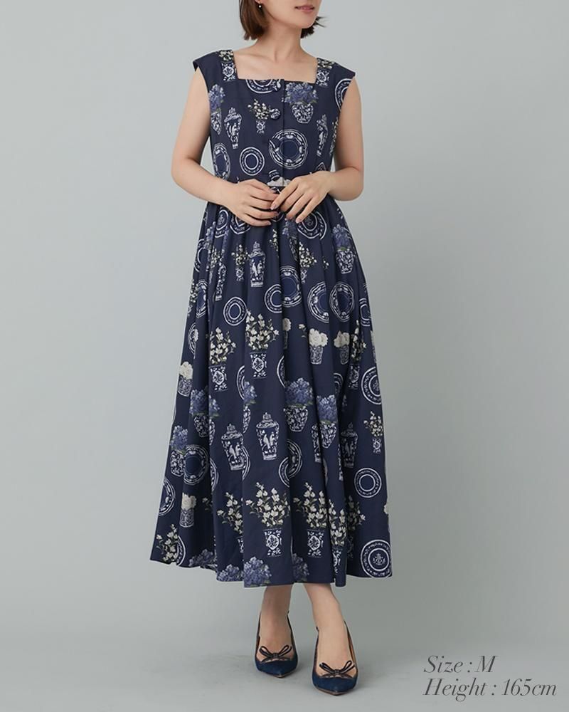 【美品】セブンテン　ネイビーワンピース Sサイズ ボウタイミディワンピース(ネイビー) - seventen