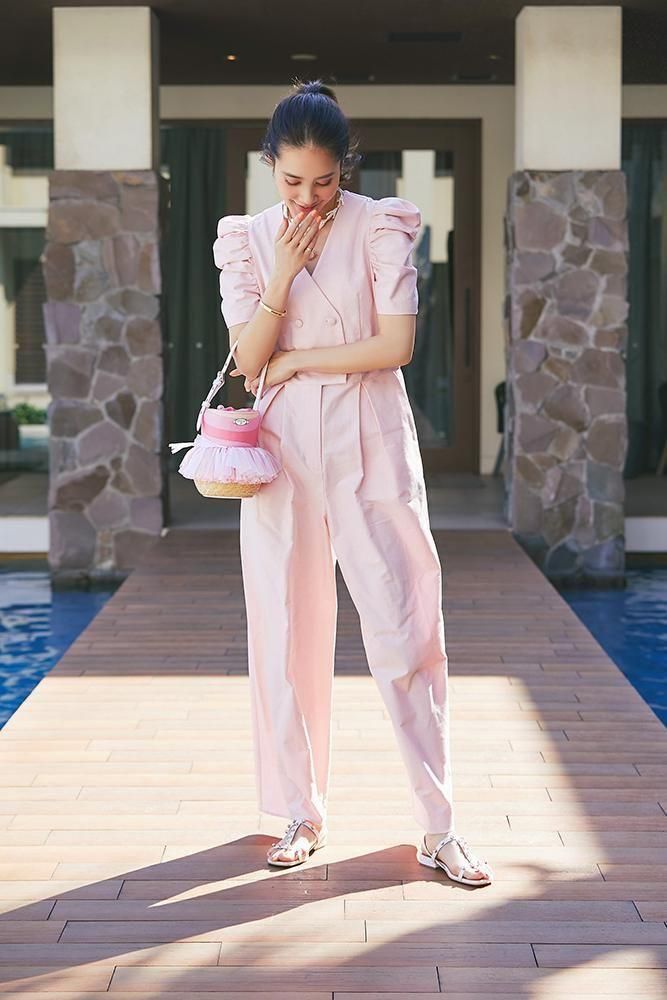 ダブルボタンオールインワン(ピンク) - seventen