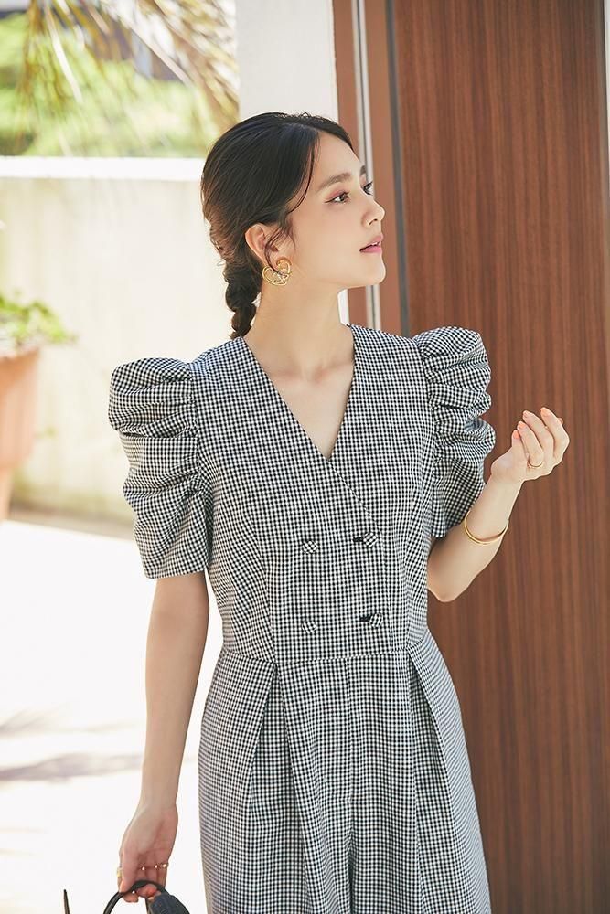 ダブルボタンオールインワン(ギンガム) - seventen
