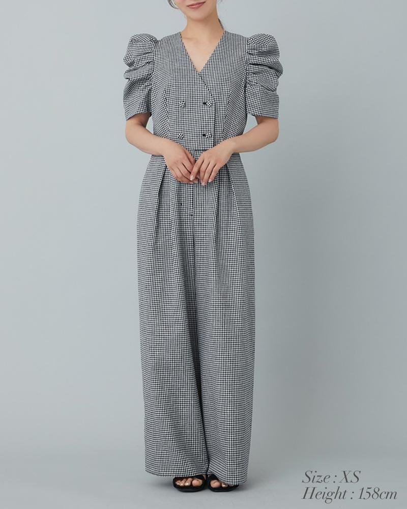 ダブルボタンオールインワン(ギンガム) - seventen