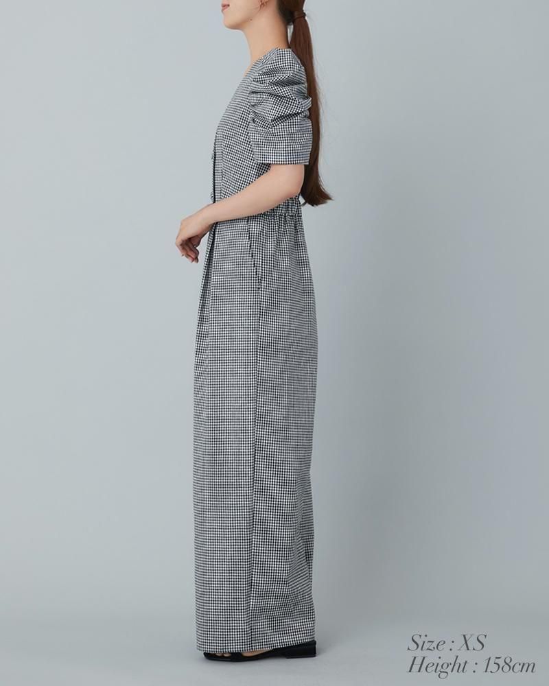 ダブルボタンオールインワン(ギンガム) - seventen