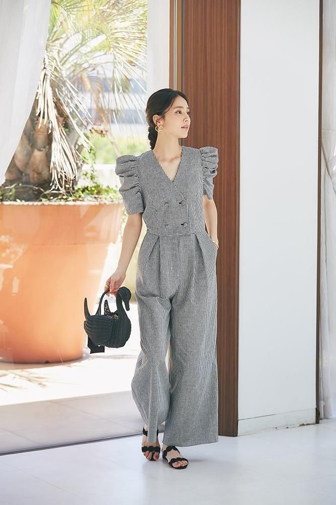 新品　seventen ダブルボタンオールインワン(ギンガム) ダブルボタンオールインワン(ギンガム) - seventen