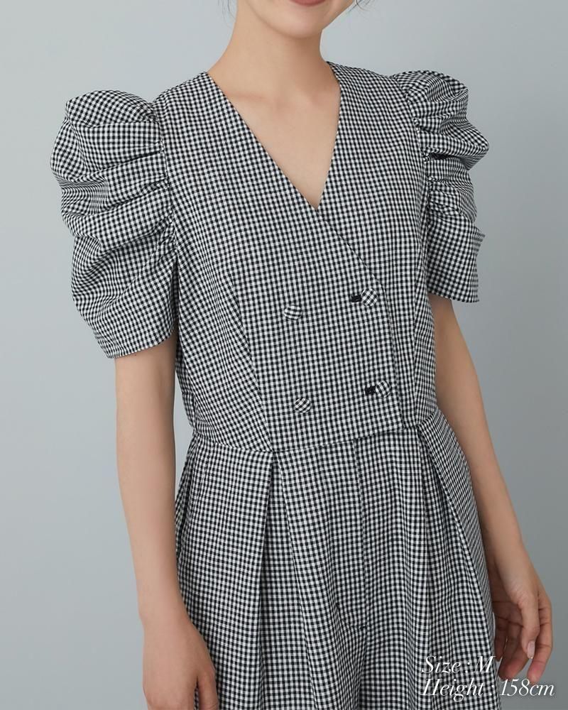 ダブルボタンオールインワン(ギンガム) - seventen