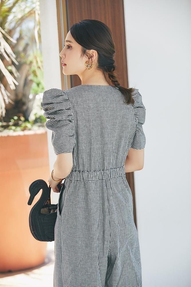 ダブルボタンオールインワン(ギンガム) - seventen