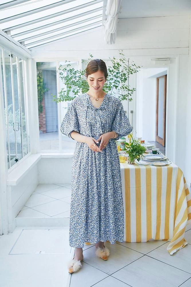 フィオリーナプリントワンピース(ブルー) - seventen