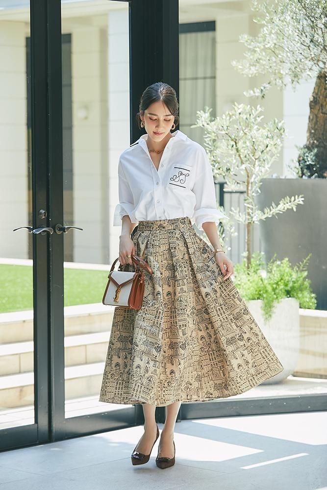 seventen タウンプリントスカート 20％off】タウンプリントスカート(ベージュ) - seventen