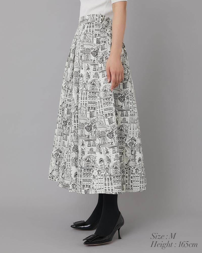 タウンプリントスカート(オフホワイト) - seventen