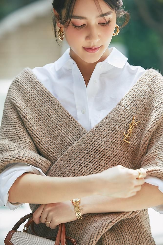 ノースリーブカシュクールニット(キャメル) - seventen