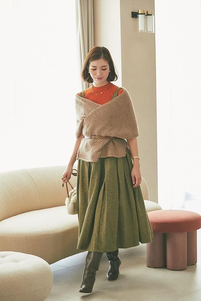 ノースリーブカシュクールニット(キャメル) - seventen