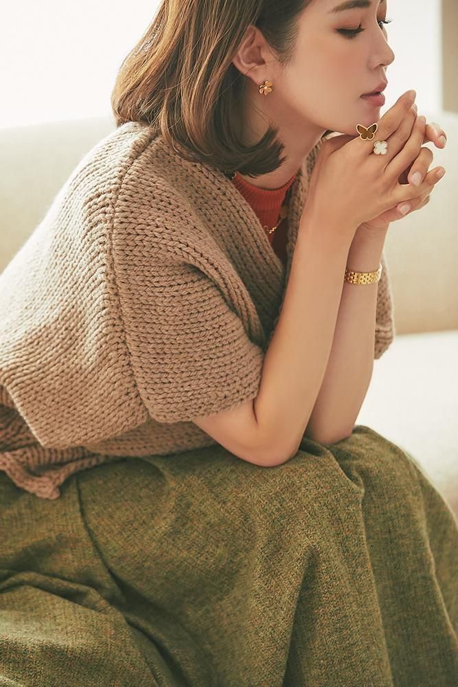 ノースリーブカシュクールニット(キャメル) - seventen