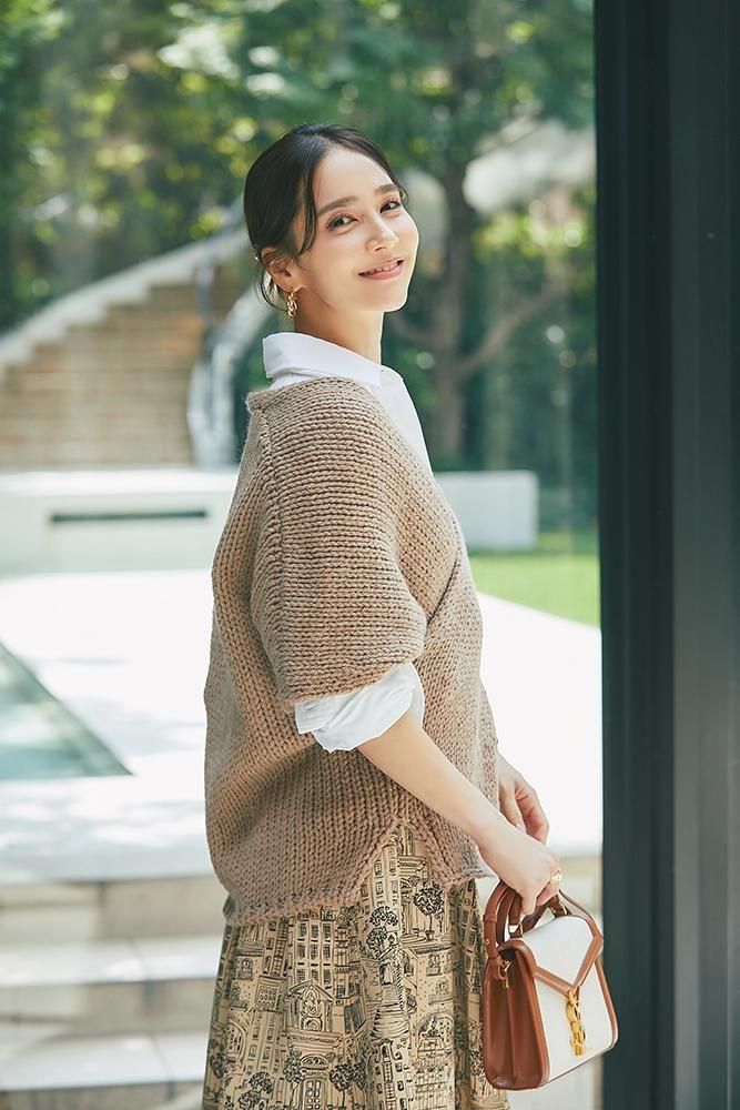 ノースリーブカシュクールニット(キャメル) - seventen