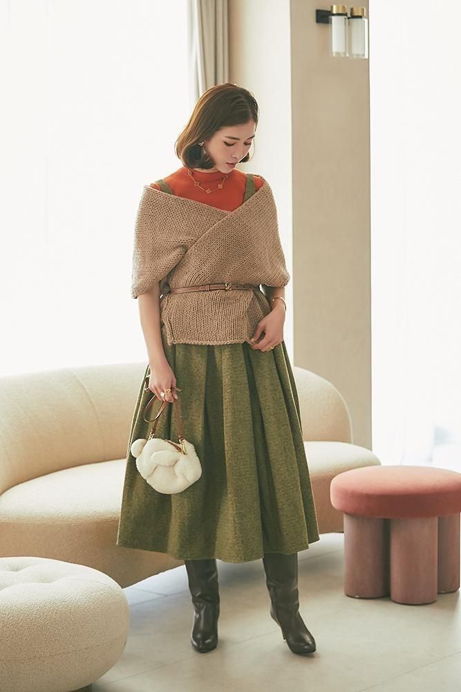 ノースリーブカシュクールニット(キャメル) - seventen