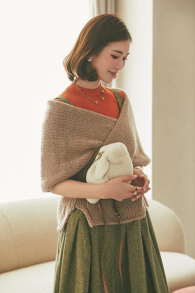 ノースリーブカシュクールニット(キャメル) - seventen