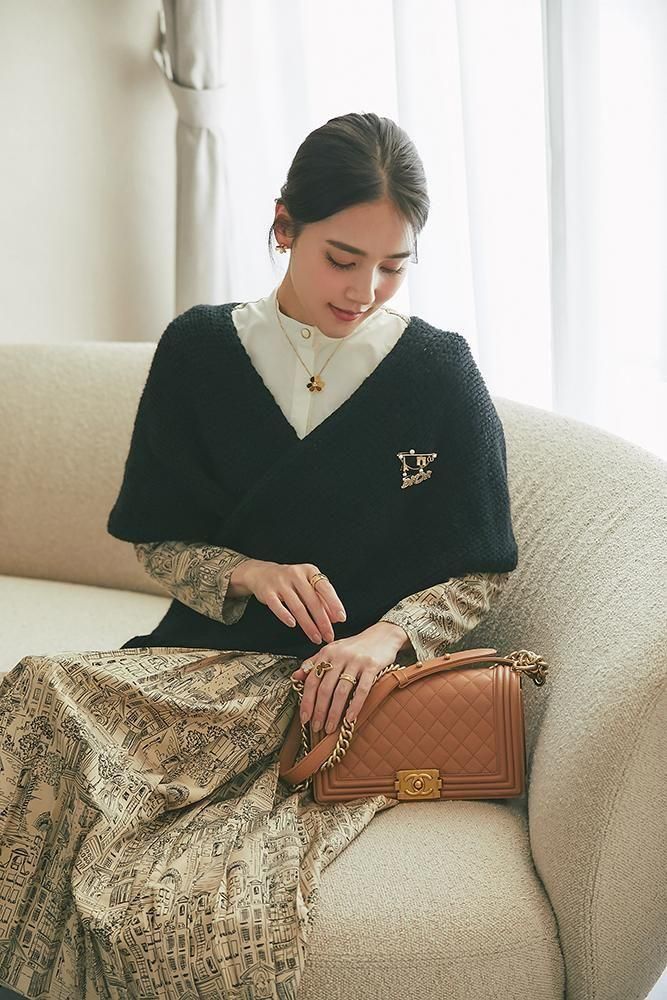 ノースリーブカシュクールニット(ブラック) - seventen