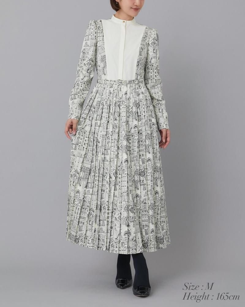 s*n様 セブンテン seventen タウンプリントワンピース　Sサイズ　オフ タウンプリントワンピース(ネイビー) - seventen