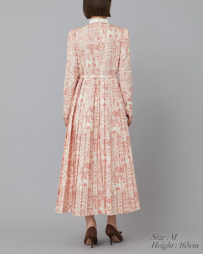 タウンプリントワンピース(ネイビー) - seventen