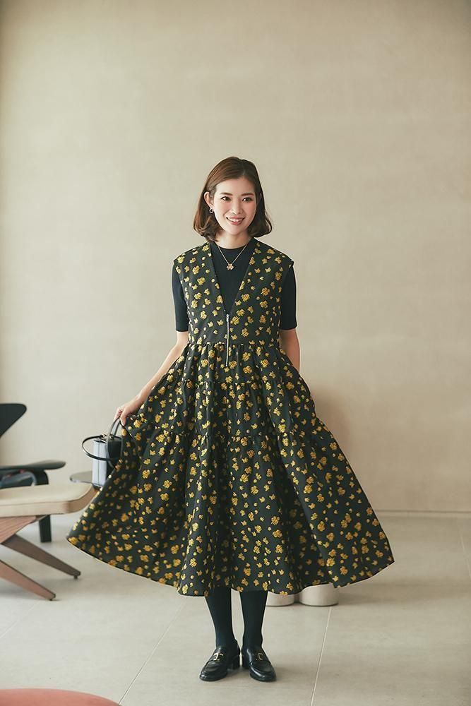 美品◆Velnica ワンピース Ｖネック　ゴールド　ブラック One Piece | All Items | Velnica Online Store
