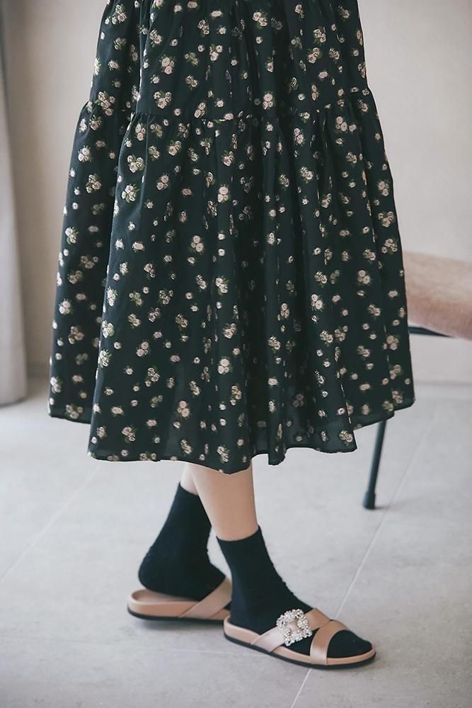 セブンテン Vネックジャガードワンピース(ブラック×ピンク) XS Vネックジャガードワンピース(ブラック×ピンク) - seventen