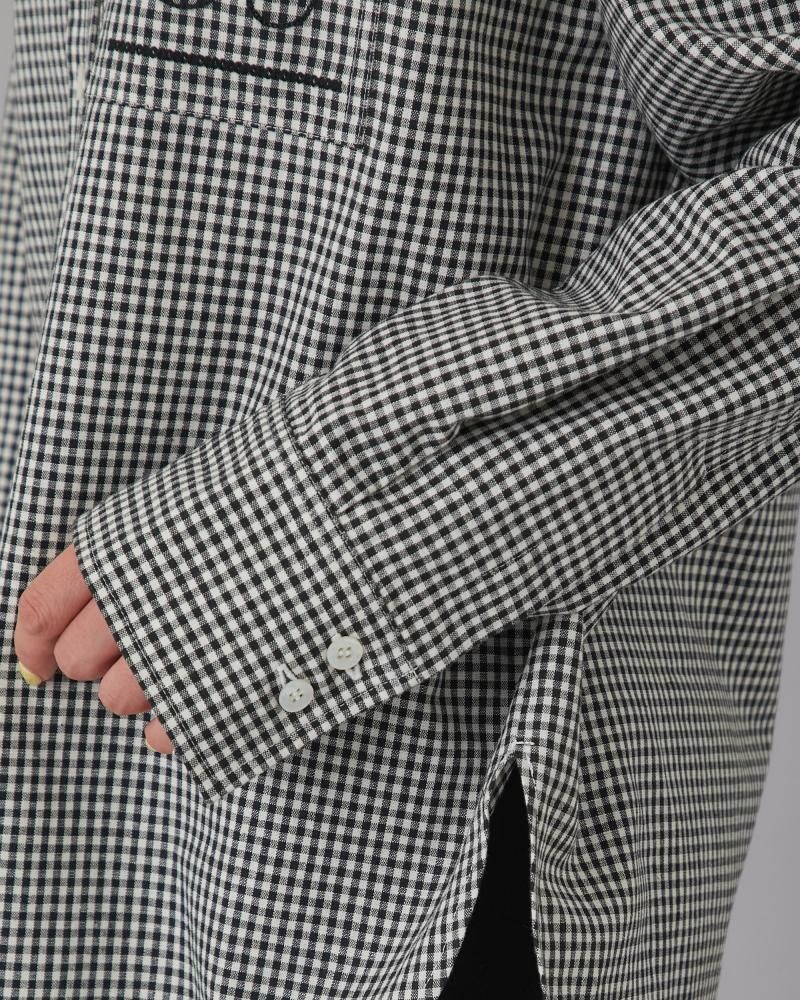 STステッチ刺繍シャツ(ギンガム) - seventen