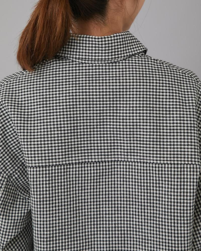 STステッチ刺繍シャツ(ギンガム) - seventen