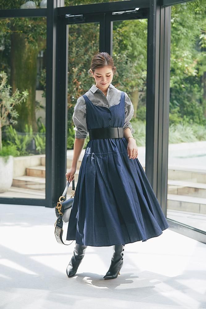 予約】【10月上旬頃配送】ソフトボーンワンピース(デニム) - seventen