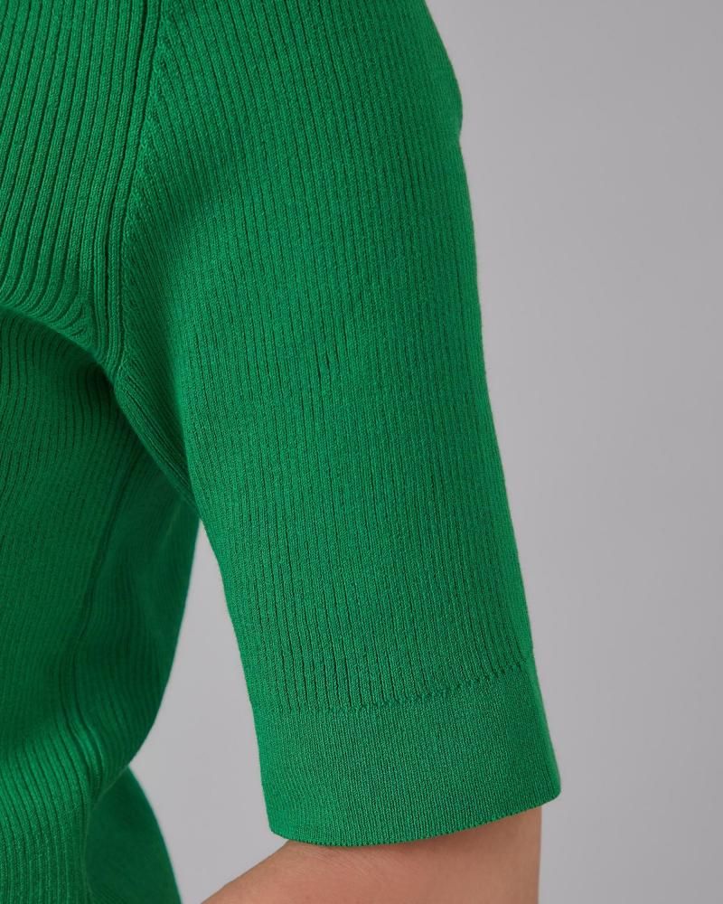 ベーシックショートスリーブニット(グリーン) - seventen