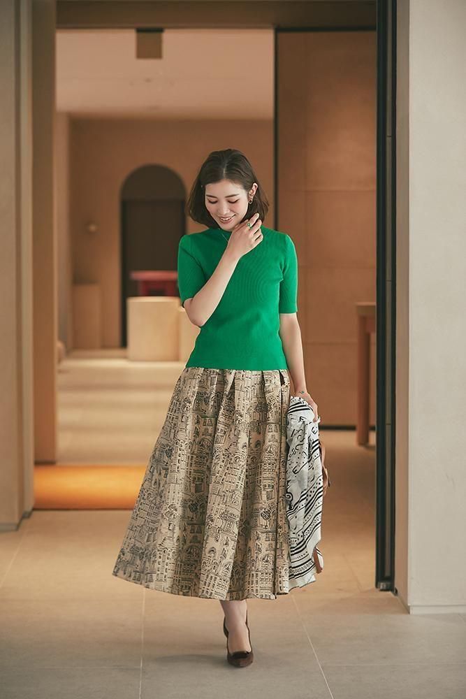 ベーシックショートスリーブニット(グリーン) - seventen