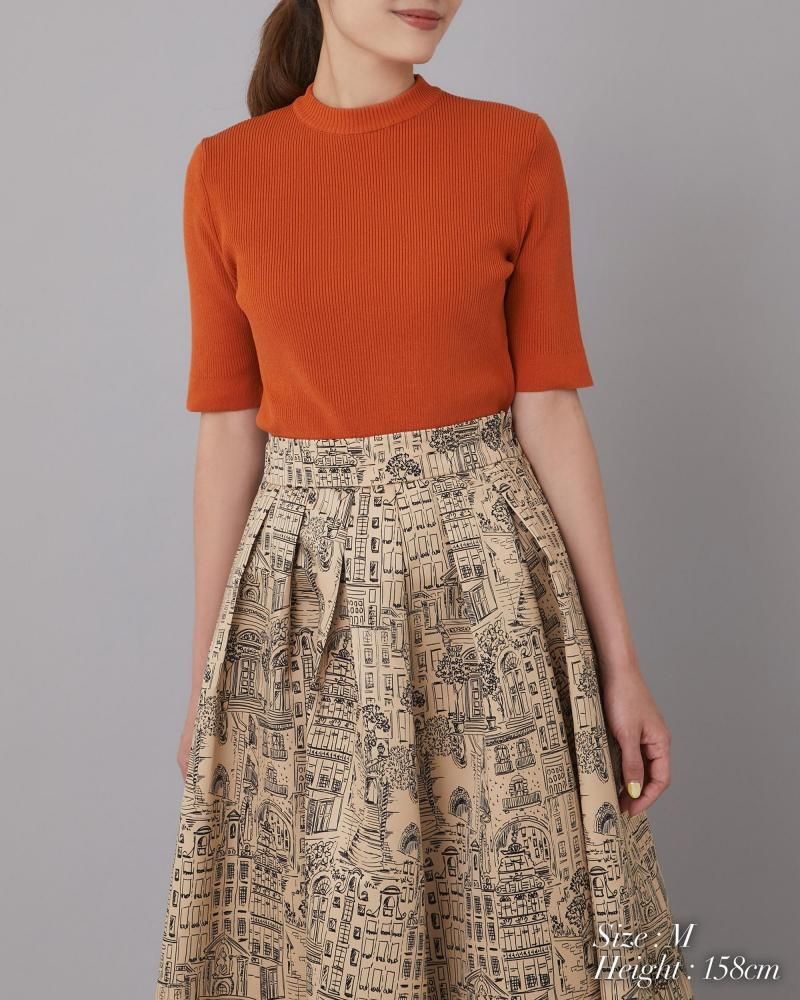 ベーシックショートスリーブニット(テラコッタ) - seventen