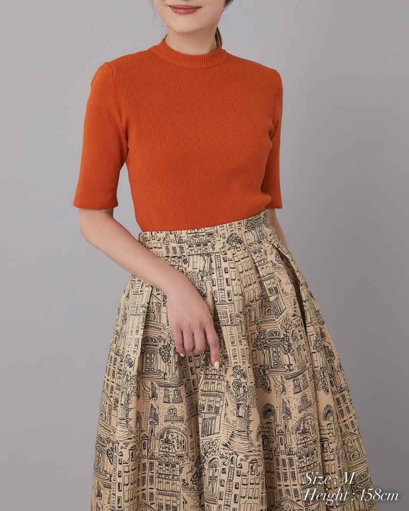 ベーシックショートスリーブニット(テラコッタ) - seventen