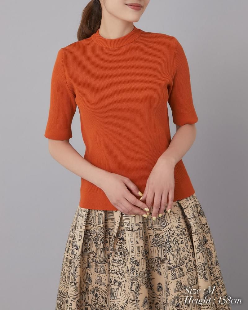 ベーシックショートスリーブニット(テラコッタ) - seventen