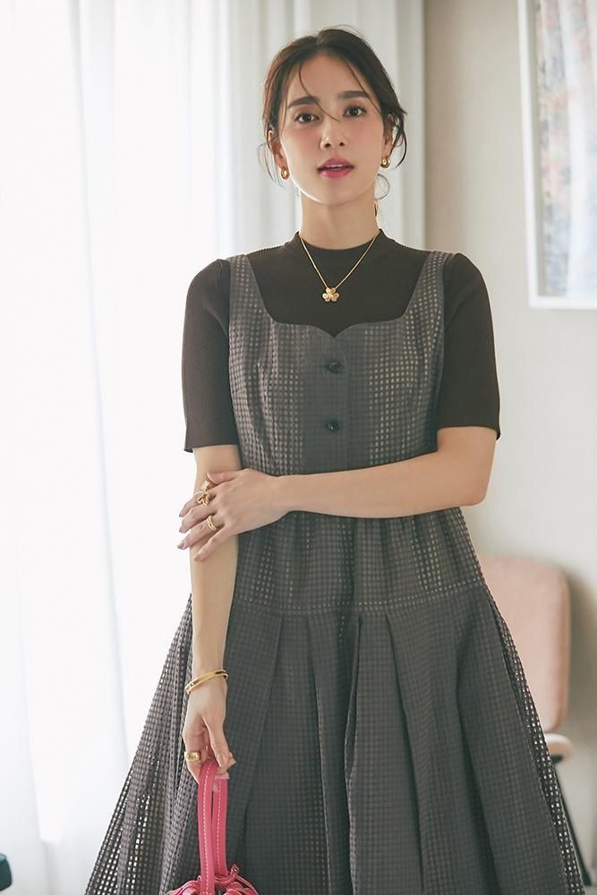 ベーシックショートスリーブニット(チョコレートブラウン) - seventen