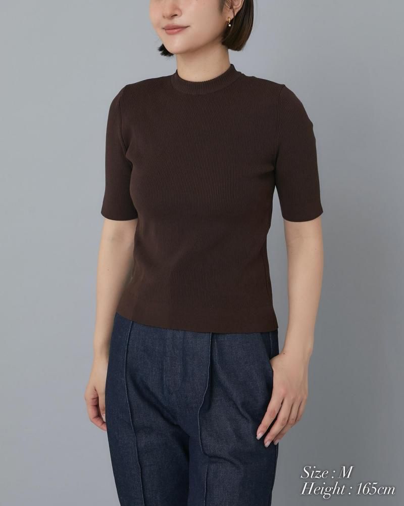 ベーシックショートスリーブニット(チョコレートブラウン