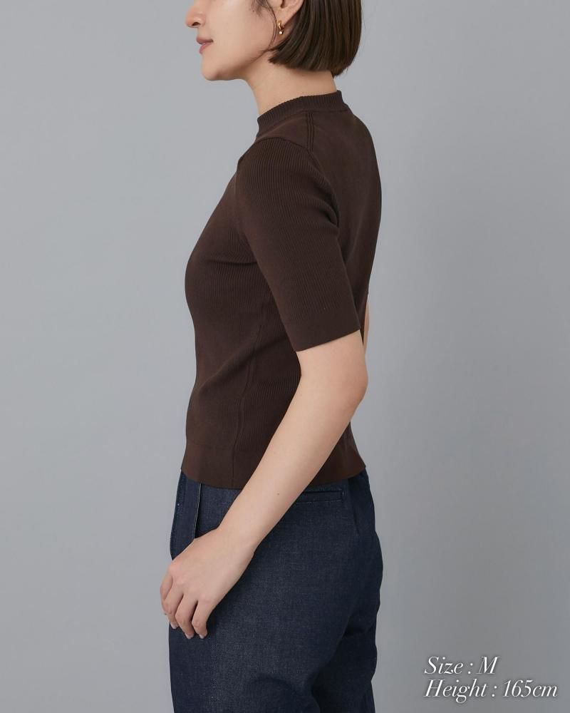 ベーシックショートスリーブニット(チョコレートブラウン) - seventen